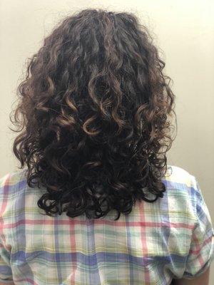 Another happy client, once her curls were hydrated and styled... she didn't need the color she thought she did!!