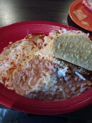 Special lunch #3  enchilada, taco, rice and beans