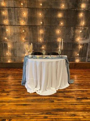 Sweetheart table set up