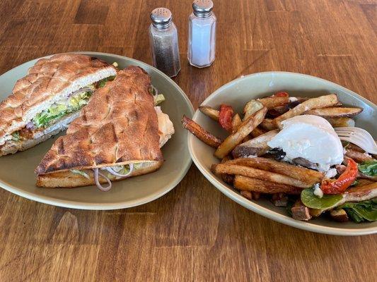 The Rosemary on Focaccia and Vegetarian Poutine. I'm gonna be stuffed.