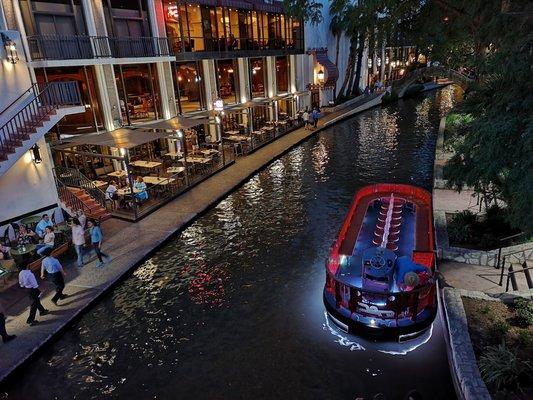 San Antonio Riverwalk - with tour boats at night