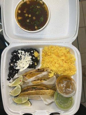 Birria taco plate! Order comes with two tacos, so I ordered an extra taco!