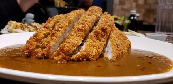 Xtra large Pork Katsu with extra curry & pickled red radish. Enough to feed two !