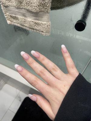 French tip with hard gel- bubble bath base + funny bunny tip