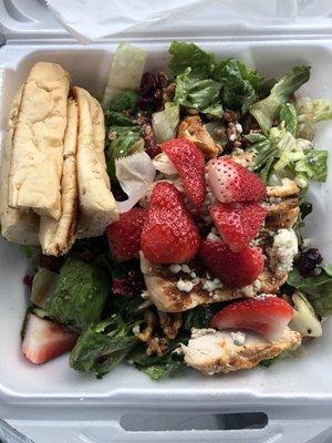 My Strawberry Walnut Salad with Blackened Chicken