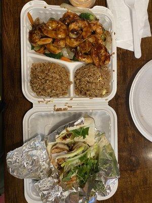 Shrimp hibachi and a shrimp bun