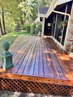 Front porch after being stained, completed