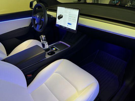 Model Y ambient lighting with touchscreen controller.