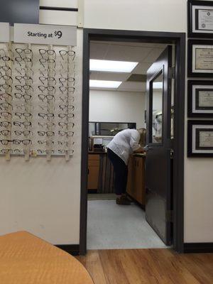 The Technician, Haley, working on my new glasses