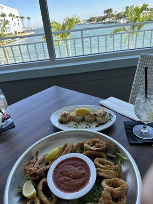 Calamari and scallop appetizer