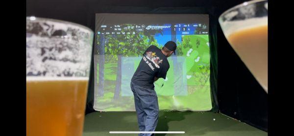 Golf screen and drinks