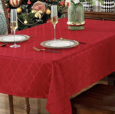 SASTYBALE Christmas Tablecloth Damask Fabric Table Cloth

Water Resistant Wrinkle Free Polyester Table Cover for Kitchen