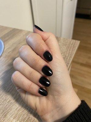 Great black ANC dip mani by Angel.