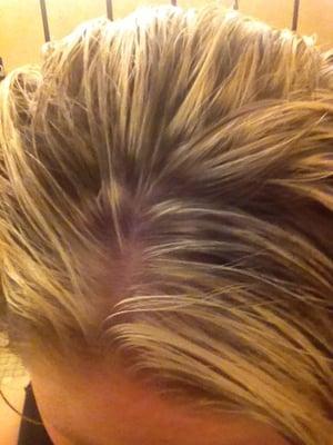 Here is the color Marne did an she said it was well blended in??? What looks like a dam skunk. And her hair looks dirty