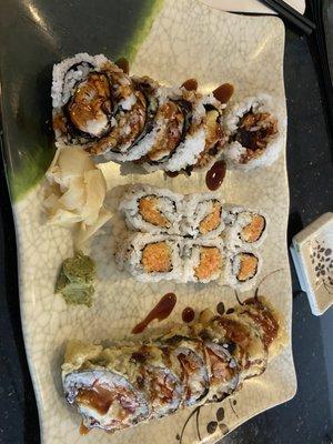 Left to right rock n roll, spicy salmon, st louis