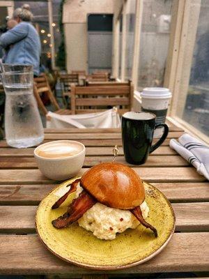 Carny Breakfast Sandwich & Latte