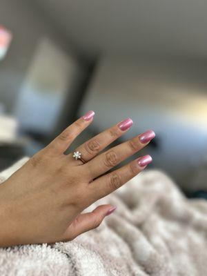 Shimmer pink nails