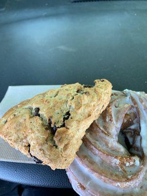 Gluten fr chocolate cherry scone and classic cruller.