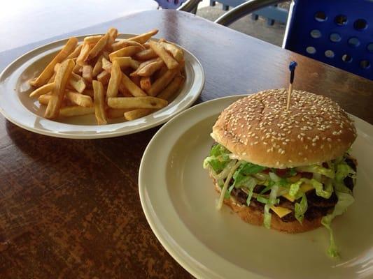 Double cheeseburgers with fries.  Haven't had it but my friend says it rocks.