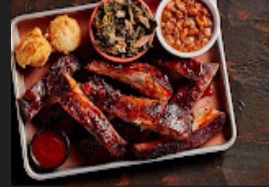 BBQ Spare Ribs with greens n baked beans