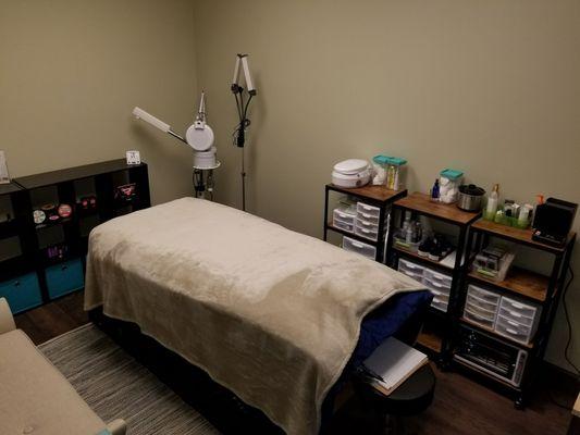 Treatment room at Blue Marble Esthetics