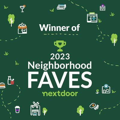 Thank you to our neighbors! We're honored to be 
voted a 2023 @Nextdoor Neighborhood Fave.