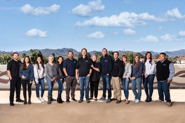 The Community First Mortgage team on the patio of our new office across the street from The Promenade at Westlake Village.