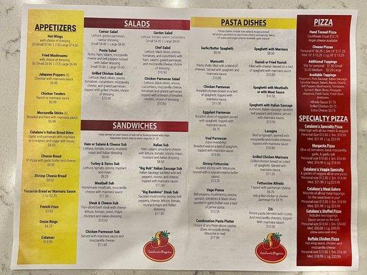 The menu