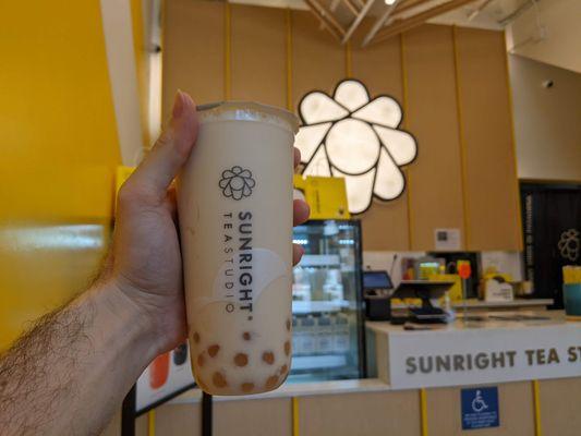 Jasmine milk tea with honey boba