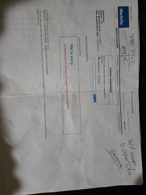 The PHONY printout by Vanessa and see the plan she told me they accepted...Upper left is Marlin who METLIFE spoke with