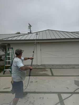 We can also wash your metal roof using the same process we use to clean solar panels. ( deionized, water ) Leaving your roof spot free.