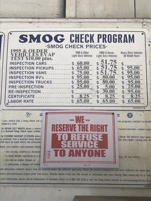 New prices for smog!