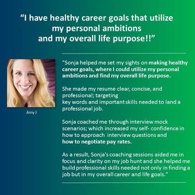 Amy has healthy career goals that utilize her life purpose! Dynamo Careers