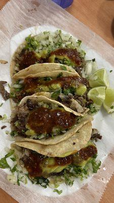 Tacos de cabeza and asada