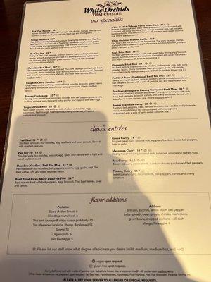 Food Menu as of august 2022