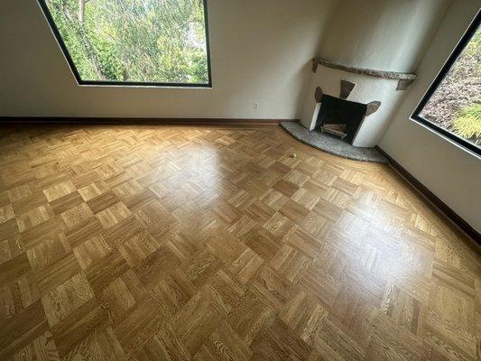 Cleaned and coat parquet floor in Trestle glen ca.