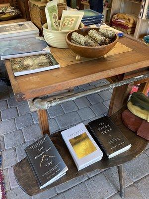 Books, herbs, sage bundles