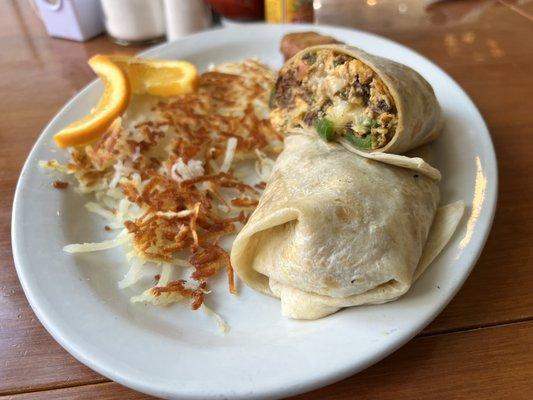 Whatever more popular breakfast items, the Mexican breakfast wrap, hashbrowns included. #wraps