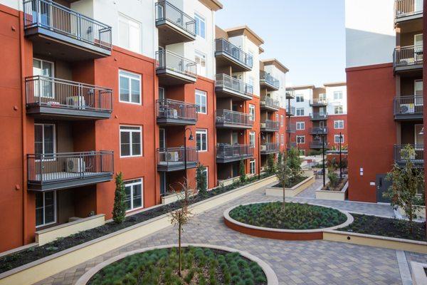 Courtyard with landscaping.