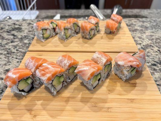 I turned the farm raised Atlantic salmon in sushi rolls and they were delicious!!!!