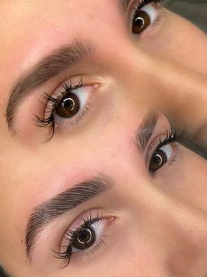 Brow lamination before and after