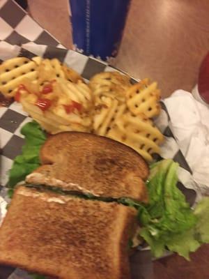 Tuna Sandwich and waffle fries!