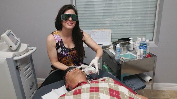 A patient getting a treatment done by Natalie Ledbetter