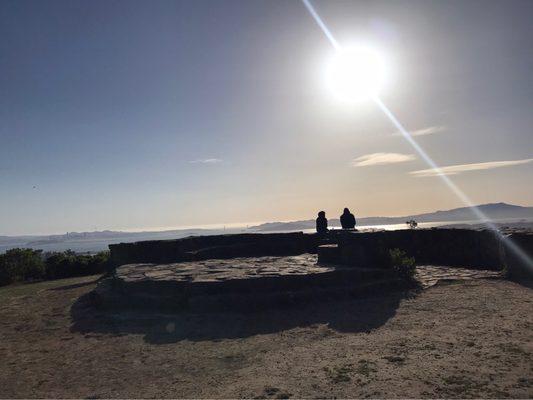 Some people enjoying the view at the peak