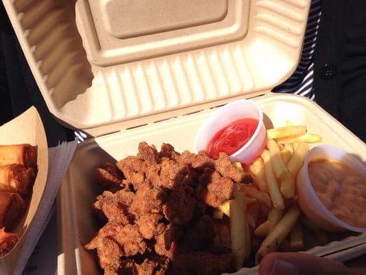 Popcorn chicken and fries!