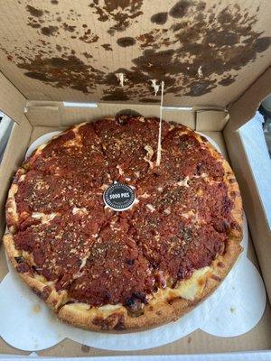 Loaded Deep Dish pizza