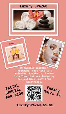 Luxury SPA2GO Facial Special book it at luxurySPA2GO.as.me Our location 263 Main St, Suite 209, Old Say