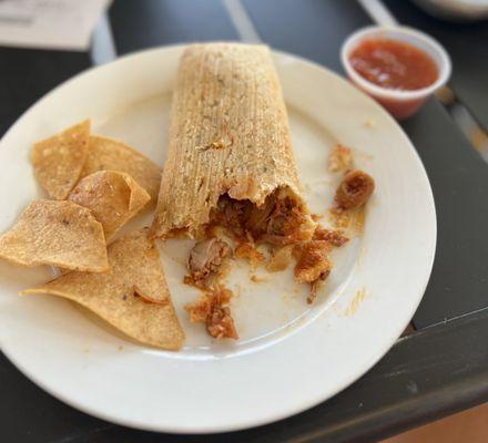 Vegan jackfruit red tamal