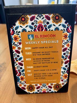 Weekly specials