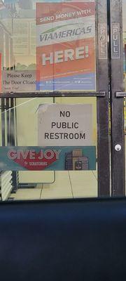 No restrooms